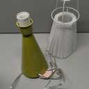 Green Small Table Lamp, Cute Table Lamp, Pleated Table Lamp,Light Blue Bedroom Lamps for Nightstand, Small Scalloped Lamp Shade Table Lamps for Small Spaces for Bedroom,Living Room