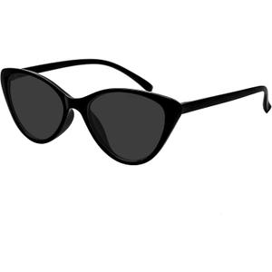 oriopxic Cat Eye Distance Glasses Womens Retro Nearsighted Myopia Glasses (Black/Polarized)