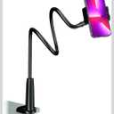 MAGIPEA Cell Phone Clip Bed Stand Holder, with Grip Flexible Long Arm Gooseneck Bracket Mount Clamp for Desk, Compatible with iPhone 17/16 Pro Max, 15, 14 or Other 3.5-7" Devices (Black)