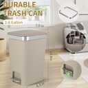 Small Bathroom Trash Can with Lid and 3 Rolls Trash Bags, Step Pedal Wastebasket Plastic Garbage Can with Pop-Up Lid 2.6 Gallon Bin for Kitchen, Bedroom, Office, Dorm, Laundry, Toilet, Rv,Khaki