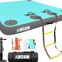AWSUM Inflatable Floating Dock Air Dock Platform Floating Island Raft with None-Slip Surface for Pool Beach Ocean,6ftx5ft