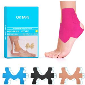 OK TAPE Precut Kinesiology Ankle Tape, 10 Pcs, Pain Relief, Prevent Ankle Sprain, Provide Support for Ankle Ligament, Elastic Athletic Tape, Breathable K Tape for Daily use - Pink