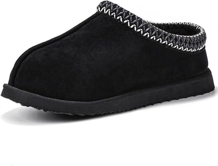 Women's Fuzzy Cozy Warm Slippers Indoor and Outdoor Slip On Cute House Fluffy Clogs size 9, Black 