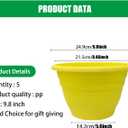 RooTrimmer 10 Inch Plant Pots Set of 5,Lightweight Plastic Planters with Drainage Holes & Plugs,Durable Plant Containers for Indoor Outdoor Houseplants,Flowers,Patio & Garden(Yellow)