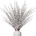 10Pcs Long Stem Jasmine Flowers Artificial Valentine's Day 29.5"/75cm Tall Fake White Flower Bouquet Artificial Pussy Willow Branches for Home Office Wedding Party DIY Floral Decor