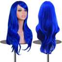 Wigs 28 inch Wavy Curly Cosplay Wig With Wig Cap and Comb (Dark Blue)
