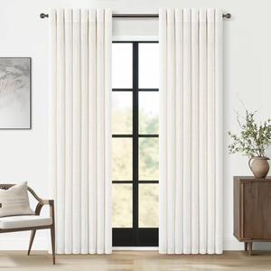 90 Inch Sheer Linen Curtains 2 Panel Set for Living Room Cream Natural Thick Linen Textured Drapes 90 Inches Long Pleat Drapes with Grommet Birch Ivory Semi Sheer Curtain for Dining Bedroom 52" x 90"