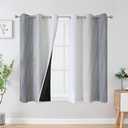 Estelar Textiler Grey and Greyish White Blackout Curtains 45 Inch Length, Light Blocking Gradient Drapes for Kitchen, Thermal Insulated Grommet Ombre Curtains for Bathroom,42Wx45L,2 Panels