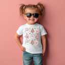 Toddler Boy Christmas Shirt for Girls Kids, Happy Xmas Tee, Santa Snowman Trees Dinosaur Reindeer Digger, 2-6T (3-4T, Tree and Cup-white)