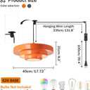 Plug in Pendant Light Fixtures, Plug in Chandelier Mid Century Modern Hanging Lamp with Pulley Nordic Style Pendant Lamp Metal Shade On/Off Switch Hanging Light for Living Room Dining Bedroom Kitchen