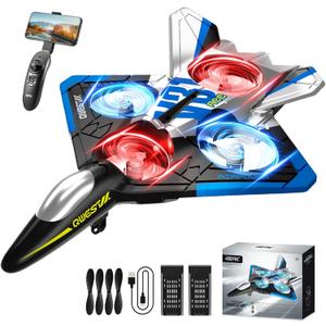 4DRC V31 RC Plane with Camera, Foam Remote Control Airplanes Drones for Kids Adults 8-12 12-16, RC Airplane Fighter Jet with Light, 360 Flip Fighter Jet Toy, Gravity Sensing, Stunt Roll, Airplane Toy