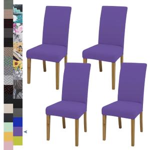 Dining Chair Covers,Dining Room Chair Covers Set of 4,Stretch Kitchen Chair Cover,Washable Dining Chair Cover,Parsons Chair Slipcovers Protective,for Home,Restaurant,Banquet(Purple)