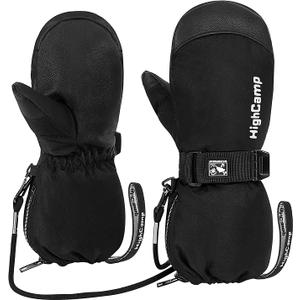 Kids Long Cuff Winter Snow Ski Mitten with Zipper Waterproof Gloves for Toddler Boys Girls Size XS