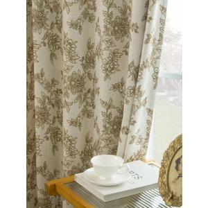Floral 100% Blackout Curtains for Bedroom - Pinch Pleated Curtains 95 Inches for Living Room Dining Room Luxury Linen Blended Room Darkening Window Curtains Thermal Insulated Drapes,2 Panels Set