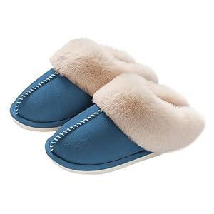 Womens Slippers with Fluffy Fur Soft Memory Foam House Shoes, Christmas Gifts Christmas Slippers for Women Mom Grandma Size 42-43L