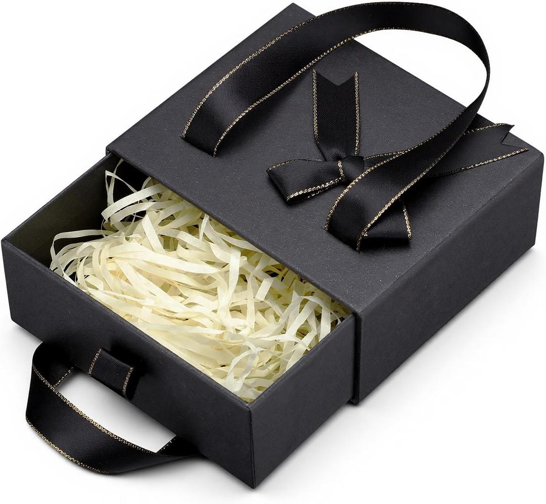 Segbeauty Drawer Black Gift Box Portable, Empty Gift Box for Presents for Women Men, Mini Decorative Package Storage Boxes with Ribbon for Travel Perfume Bottle Roller Bottles Cosmetic Containers