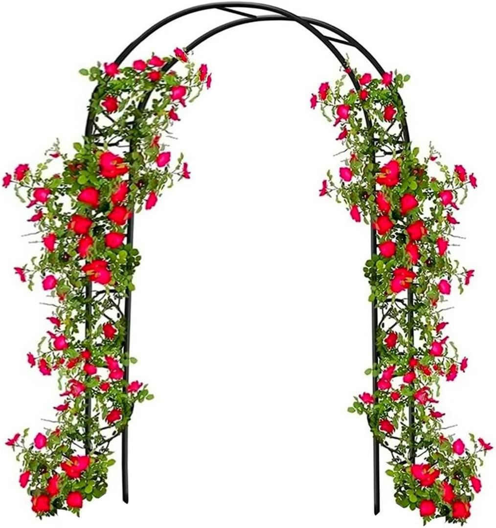 Garden Arch Trellis for Climbing Plants Outdoor Metal Trellis Wedding Arch Frame Assemble Freely 2 Sizes for Roses Vines Bridal Party Decoration, Black