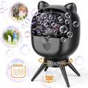 Rechargeable Bubble Machine for Kids, 500ml Large Capacity, 180 Automatic-Rotating, Portable Bubble Blower Machine for Outdoor/Indoor, Parties, Birthday, Wedding (Black)