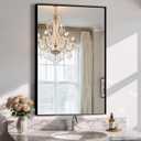 TRAHOME Bathroom Vanity Mirror for Wall, 36" x 24" Metal Framed Rectangular Bathroom Wall Mirror for Over Sink, HD Shatterproof Glass, Hangs Horizontally or Vertically(Black)