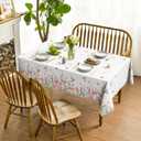 Horaldaily Spring Tablecloth 6084 Inch Rectangular, Hummingbird Butterfly Flower Washable Seasonal Table Cover for Party Picnic Dinner Decor