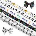 6 PCS Music Notes Ribbons for Crafting, 3/8" Width Grosgrain Ribbons Guitar Rock Ribbon for Gift Wrapping DIY Wedding Birthday Decorations, 2 pack