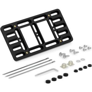 No Drill Front License Plate Bracket Holder - Universal License Plate Frame for Car Truck Van SUV with Galvanized Screw and Anti-Theft Bolt Caps, Stainless Steel Metal Binding Tape and Wrench Set