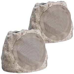Outdoor Speakers With Lights Show Bluetooth Speakers Waterproof Patio TWS Connection Outdoor Bluetooth Speakers Wireless Solar Powered and Rechargeable Rock Speakers for Patio Pool 2Packs(Stone)