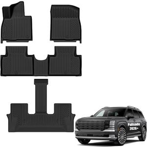 Auxko All Weather Floor Mats for Hyundai Palisade 2026 7/8 Seats Gasoline Only All Season TPE Accessories Guard Odorless Anti-Slip Floor Liners for Hyundai Palisade 2026 7/8 Passengers
