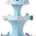 Cheerland Mermaid Cupcake Stand Birthday Party Decorations 3 Tier Under The Sea Cake Holder Dessert Tower for Kids Little Mermaid Ocean Theme Bday Baby Shower Beach Picnic Table Decor Supplies