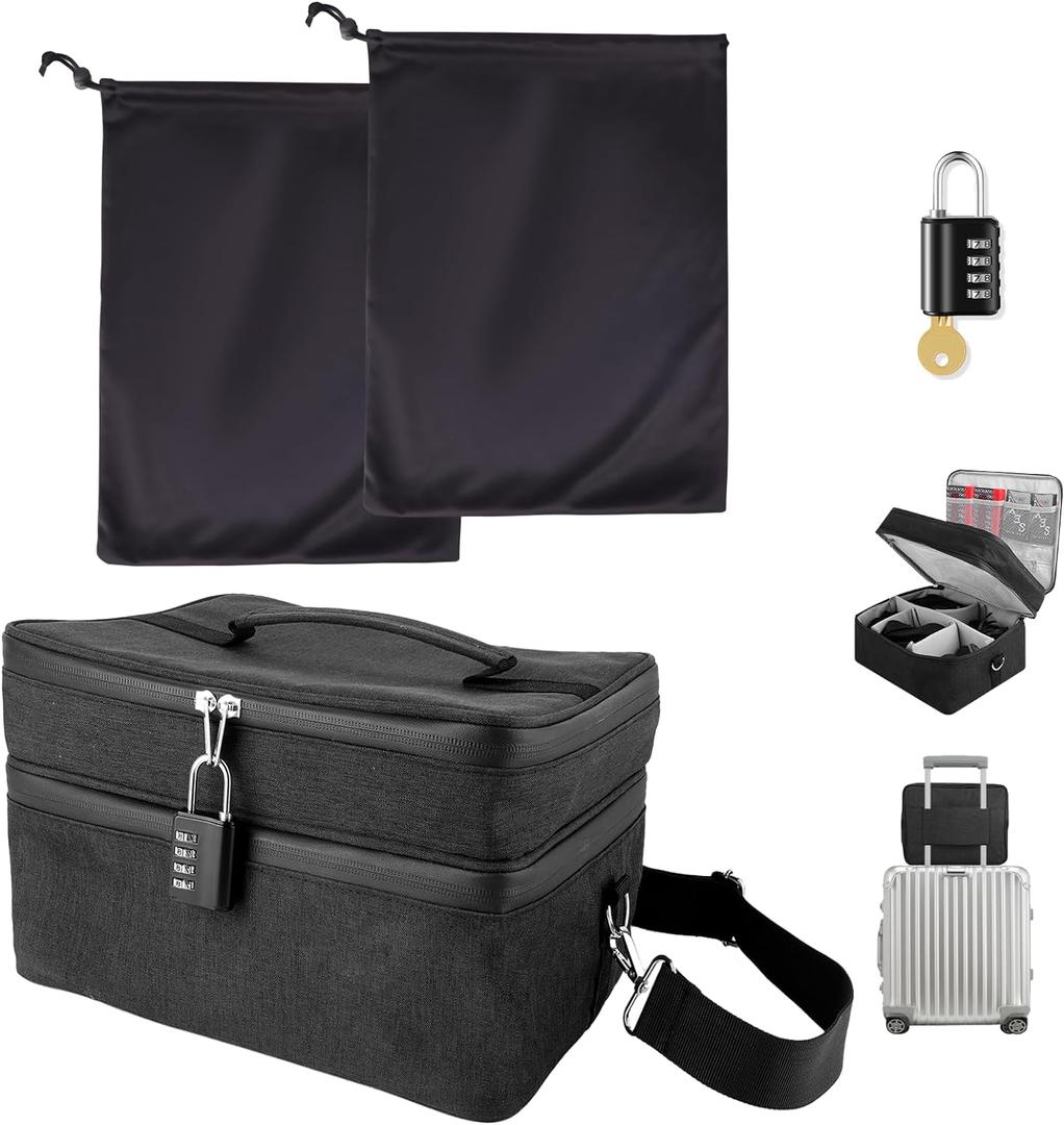 Discreet Lockable Adult Storage Toy Bag And 2pcs L Size (8.6 * 11.8inch) Microfiber Drawstring Bag Box Organizer Container