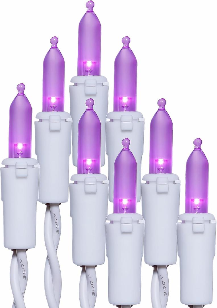 100 LED Purple Christmas Lights, UL Certified and Commercial Grade White Wire String Lights 35 FT, for Indoor Outdoor Halloween, Easter, Spring, Garden.