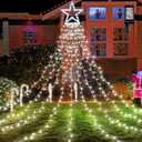 BlcTec Outdoor Christmas Lights 317 LED Christmas Star Lights with 9 Strands 11.9ft Waterfall Tree Lights, 8 Modes, Waterproof & Timer for Garden Yard Patio Outdoor Xmas Decorations, Cool White