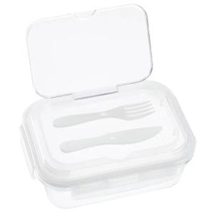 Glass Lunch Box 2 Compartments With Cutlery Lunch Box Lunch Box Containers Suitable Microwave and Dishwasher 980ML Transparent, Pack of 3
