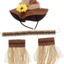 4 Pcs Hat Party Hat Halloween Costume Set with Headband Necklace Wristband Cosplay Costume Accessories Wicked Dress-up for Halloween Decoration