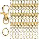 LEOBRO 60PCS Lobster Claw Clasps and Key Rings, 30PCS Keychain Clips and 30PCS Key Chain Ring for Keychain, Key, Jewelry Making, Art Crafts, Gold