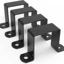 Square Tube Strap Clamp, Black Deck Fence Post Tie Bracket, Square Pipe Clamp, Steel Square Tube Buckle, U-Shaped Pipe Clamp Bracket (2"x2")