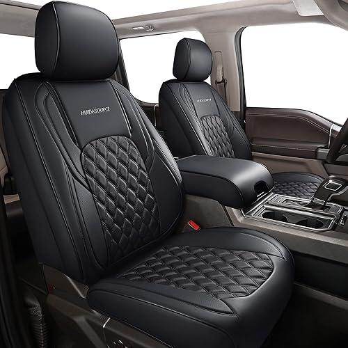 Huidasource Tundra Seat Covers, Front & Rear Waterproof Leather Car Seat Cover, Custom Seat Cushion Protector Fit for 2022 2023 2024 Toyota Tundra CrewMax/Double Cab Pickup Truck (Full Set/Black), 1 Pack