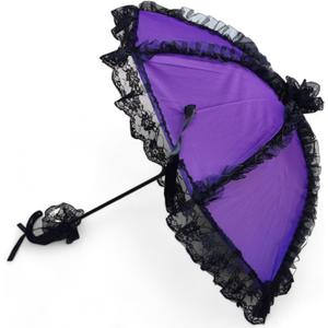 Victorian Lace Parasol Umbrella | Elegant & Unique Gothic Parasol for Cosplay & Sun Protection | Victorian Gothic Look (Purple & Black)