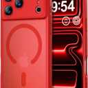 Thomo Magnetic for iPhone 17 Pro Case, [Compatible with Magsafe] [Full Camera Protection] Translucent Matte Military Grade Shockproof with Anti-Fingerprint Phone Cover 2025, Red