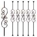 Metal Staircase Balusters 1/2inch x 44inch, Metallic Railing Featuring Radiant Sheen, S-Curve Flower Decoration Iron Balusters and Swivel Shoes Oil Rubbed Copper (Oil Rubbed Copper, S-Curve 5pk)