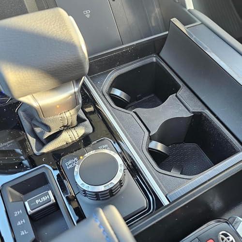 Cup Holder Divider and Hide for 2023-2025 Toyota Sequoia, Anti-Tipping Insert (2pc Set in Matte Black)