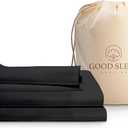 Good Sleep Bedding Full Size Bed Sheets, 4 Piece, 100% Egyptian Cotton Sheets Full Size Bed, Silky Sateen Weave, Ultra-Soft & Durable Hotel Sheets, 16" Deep Pocket Full Size Sheets Set - Black