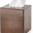 Mkono Tissue Box Cover Square Open-Bottom Wood Tissue Box Holder Decorative Facial Cube Organizer Modern Farmhouse Decor for Bathroom Bedroom Dresser Living Room Office Dorm, Dark Brown