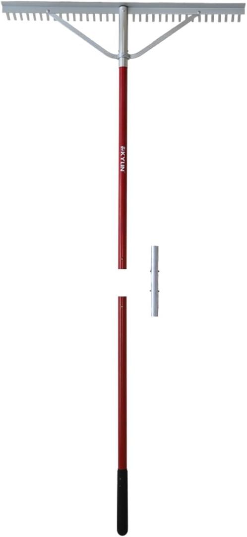 KYLIN Aluminum Landscape Rake 36Tines 36Inch with 66 Inch Extra-Long Handle, Leaf Rake Tool for Loosening Soil, Lawn Care, Weeding Lake, Garden, Pond, Beach Landscaping
