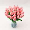 28 Pcs Artificial Tulips, 13.5 Inches PU Faux Tulip Flowers for Spring Easter Celebration Mothers Day Brunch Table Decor (Pink)