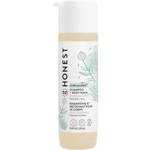 The Honest Company 2-In-1 Cleansing Shampoo and Body Wash for Sensitive Skin, Tear-Free, Hypoallergenic with Naturally Derived Ingredients, Fragrance-Free, 10 Fl Oz