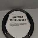 Road Comforts Leather Steering Wheel Cover - Made with PVC Leather - Anti-Slip, Universal Fit 14 1/2 inches to 15 inches - Gray