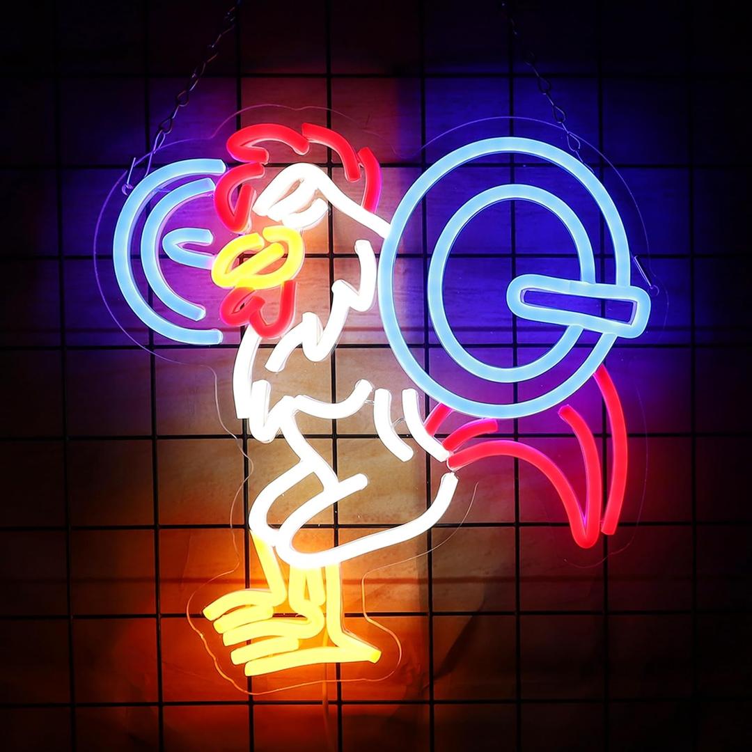 Chicken Do Gym Neon Sign Cock Lift Weights Neon Light for Home Gym Wall Decor Gym Lightinh Signs for Bar Man Cave Decor Wall Art 12.6 * 13.4IN (Red&Blue&Yellow&White)