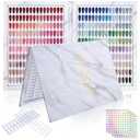 Professional 320 Nail Color Book with 480 False Tips & 1-400 Number Labels, UV Gel Polish Swatch Display Organizer for Salon Art Design