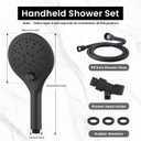 KPW Handheld Shower Head with 59" PVC Hose Matte Black | Detachable Shower Head Adjustable Bracket High Pressure Handheld Shower Head RV Shower Head